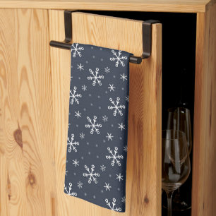 Pretty Navy Blue  Christmas Snowflake  Tea Towel