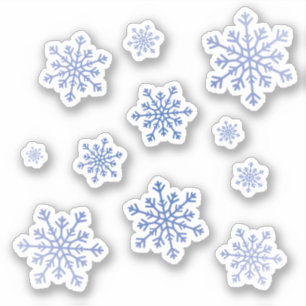 Pretty Navy Blue Christmas Winter Snowflakes Set