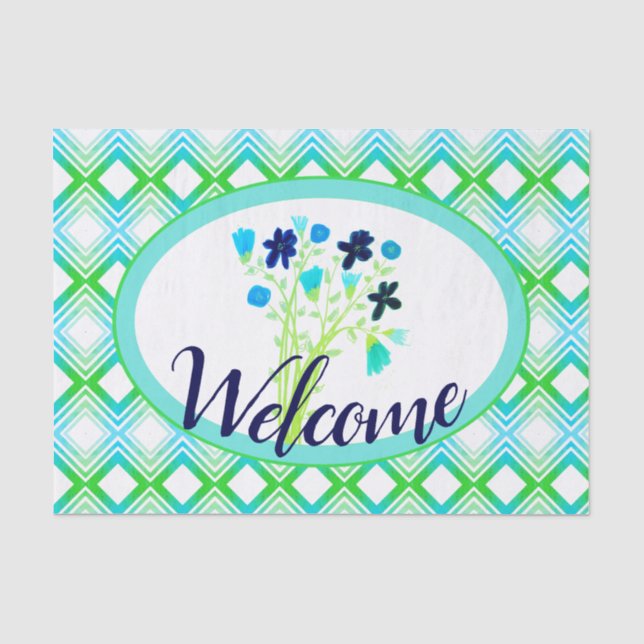 Pretty Navy Flowered Tissue Paper To Personalise (Front)