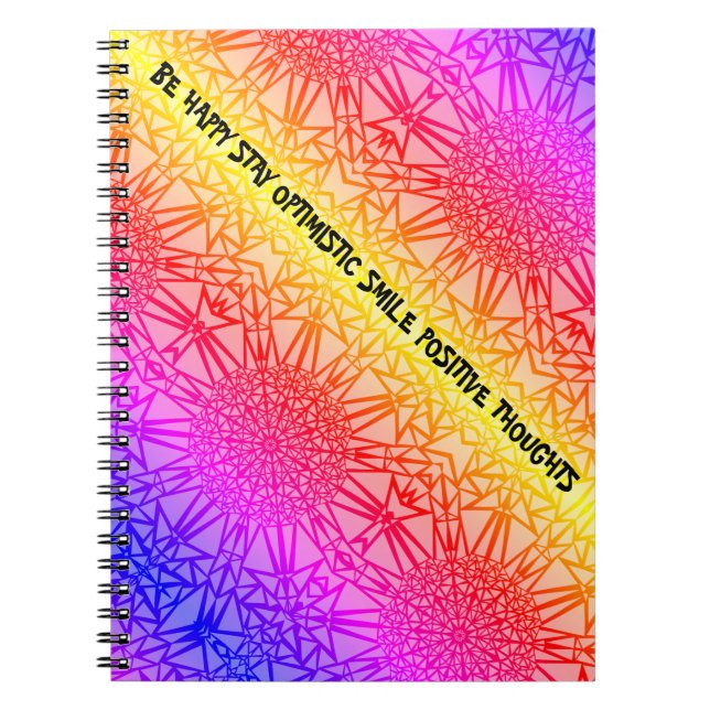 Pretty Neon Moon Sun Rainbow Cosmic Colourful Notebook (Front)