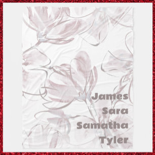 Pretty Neutral Colour Floral Family Members Fleece Blanket