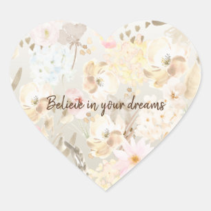 Pretty Neutral Cream Pink Floral Heart Sticker