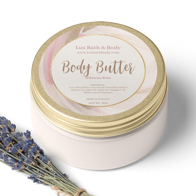 Pretty Neutral Pink Brushstroke Gold Product Label (Creator Uploaded)