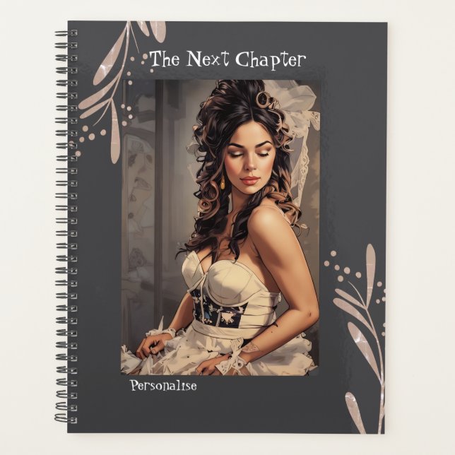 Pretty Next Chapter Quote Girly Grey Journal  Planner (Front)