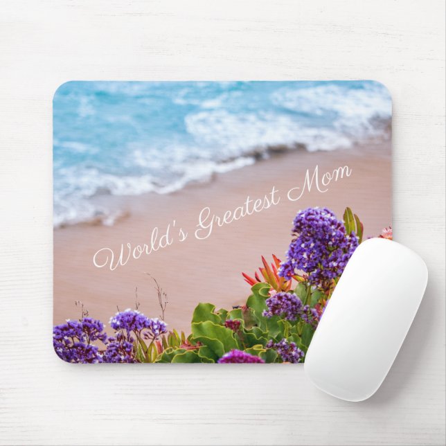 Pretty Ocean Florals Sandy Beach Mothers Day Mouse Pad (With Mouse)