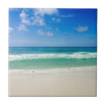 Pretty Ocean Photography Blue Island Home Tile<br><div class="desc">A beautiful beach photograph taken in the ideal vacation destination of Destin,  Florida. The gorgeous green waters of Sandestin wash up to the sandy seashore underneath serene blue skies to make the perfect scenic vacation photo tile. A lovely addition to your island getaway home.</div>