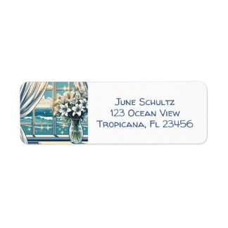 Pretty Ocean View and Vase of Flowers