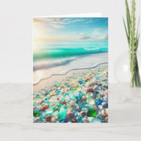 Pretty Ocean with Sea Glass Happy Birthday