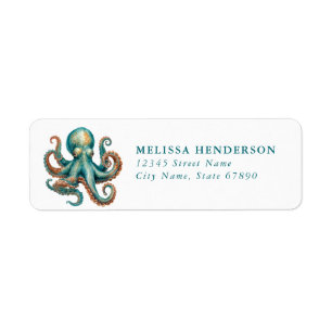 Pretty Octopus Return Address Labels