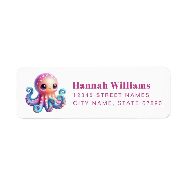 Pretty Octopus Return Address Labels (Front)