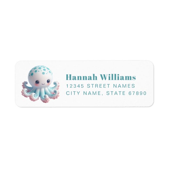 Pretty Octopus Return Address Labels (Front)