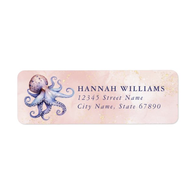 Pretty Octopus Return Address Labels (Front)
