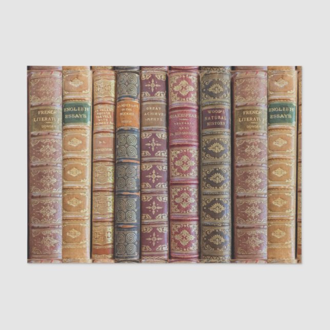 Pretty Old Book Spines Decoupage Tissue Paper (Front)