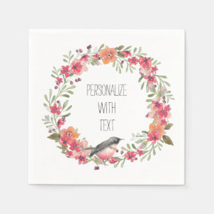 Pretty Oleander and Bird Floral Napkin