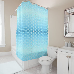 Pretty Ombre Blue and Peach Geometric Duvet Cover Shower Curtain