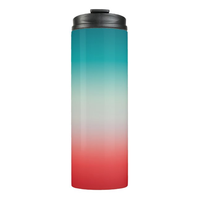 Pretty Ombre Festive Red & Teal Blue Gradient  Thermal Tumbler (Front)
