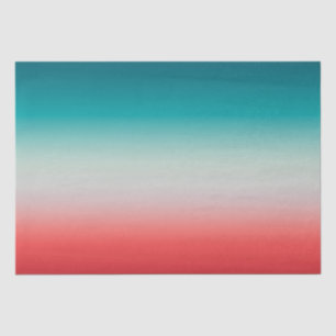 Pretty Ombre Festive Red & Teal Blue Gradient  Tissue Paper