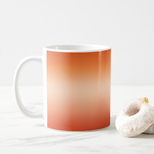 Pretty Ombre Hot Summer Orange & Apricot Gradient Coffee Mug (With Donut)