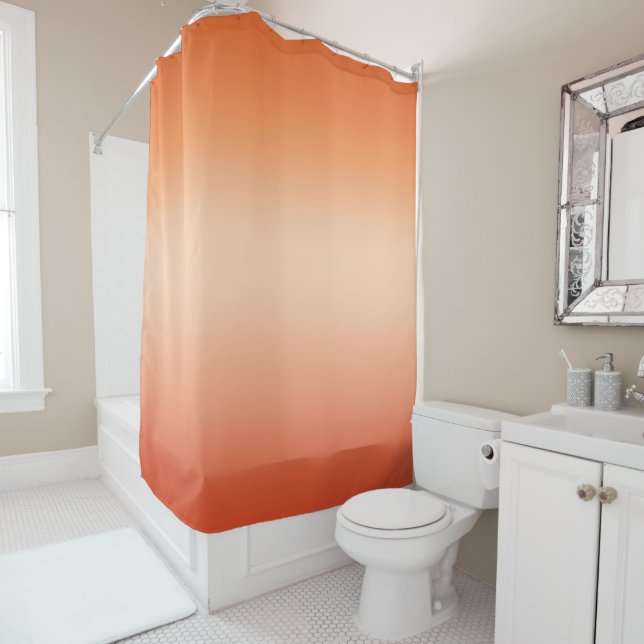 Pretty Ombre Hot Summer Orange & Apricot Gradient Shower Curtain (In Situ)