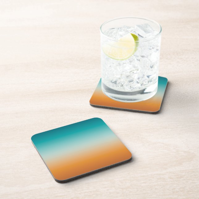 Pretty Ombre Sunny Orange & Teal Blue Gradient Coaster (Right Side)