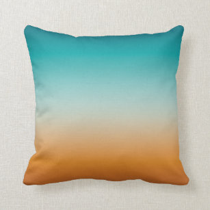 Pretty Ombre Sunny Orange & Teal Blue Gradient Cushion