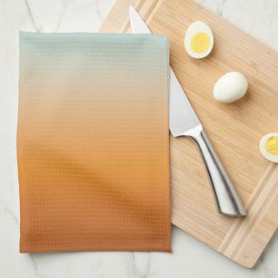 Pretty Ombre Sunny Orange & Teal Blue Gradient Tea Towel
