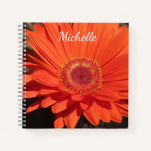 Pretty Orange Daisy Flower Photo Name Notebook