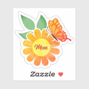 Pretty Orange Flower and Butterfly Mum