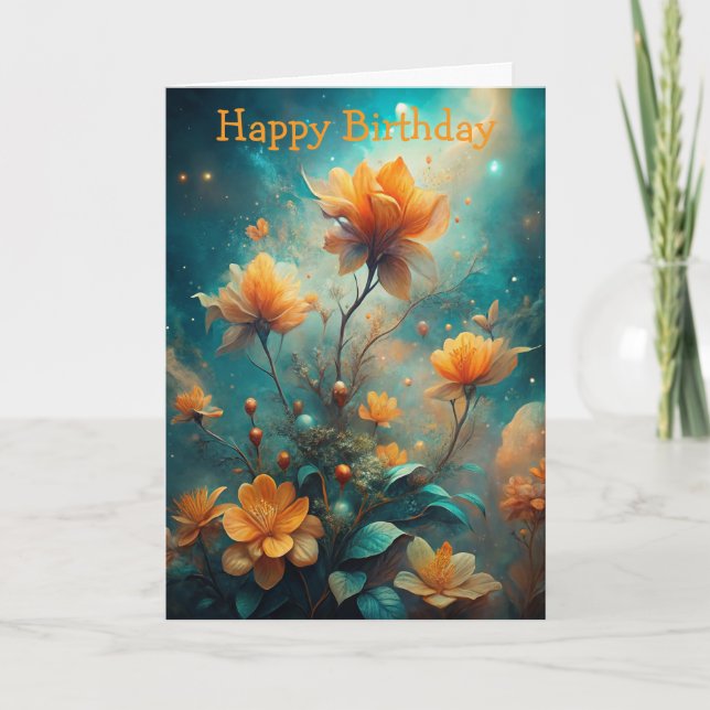 Pretty Orange Flowers  Card (Front)