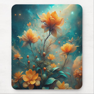 Pretty Orange Flowers Mouse Pad