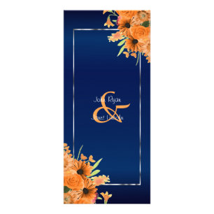 Pretty Orange Flowers on Navy Blue - Program Rack Card