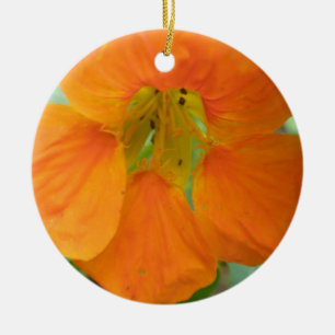 Pretty Orange Nasturtium Custom Birthday Ceramic Tree Decoration