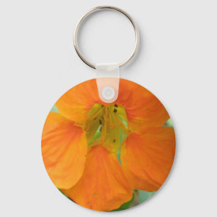 Pretty Orange Nasturtium Flower Keychain