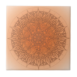 Pretty Orange Oriental Design Tile
