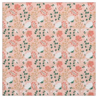 Pretty Orange Pink Floral Fabric