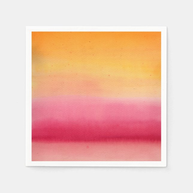 Pretty Orange Pink Watercolor Napkin (Front)