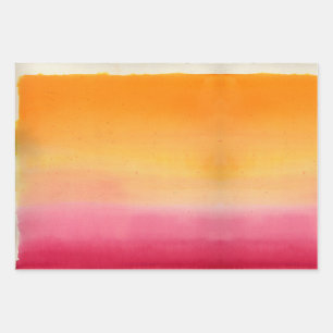 Pretty Orange Pink Watercolor Wrapping Paper Sheet