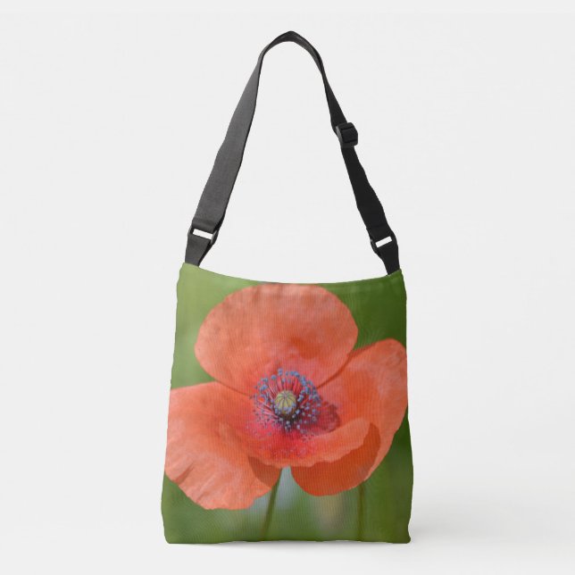 Pretty Orange Poppy Crossbody Bag (Front)