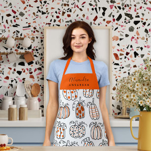 Pretty Orange Pumpkin Pattern Script Name Apron