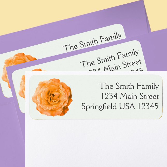 Pretty Orange Rose Floral Return Address (Creator Uploaded)
