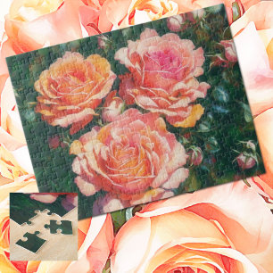 Pretty Orange Roses Flower Garden Puzzle