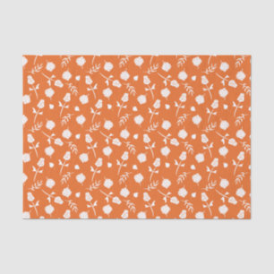 Pretty Orange White Roses Rosebud Floral Print Tissue Paper