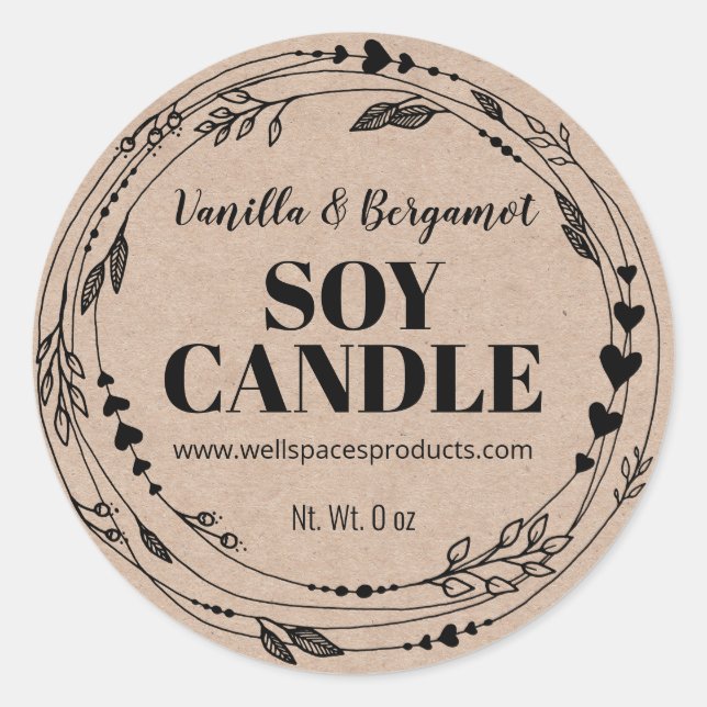 Pretty Organic Kraft Soy Candle Labels (Front)