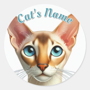 Pretty Oriental Shorthair Cat • Add a Name Classic Round Sticker
