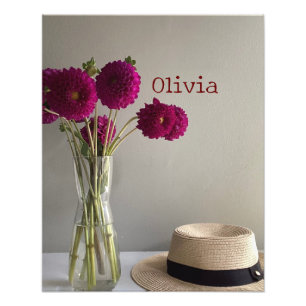 Pretty Original Dahlia Photograph +Custom Name
