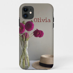 Pretty Original Dahlia Photograph +Custom Name Case-Mate iPhone Case