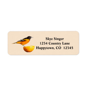 Pretty Oriole Bird and Orange Return Address Label