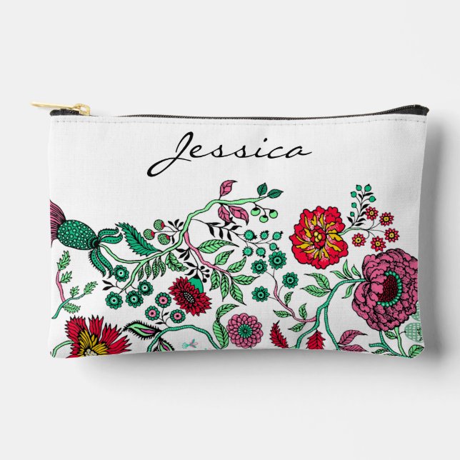 Pretty Ornate Flower Garden Art Personalised Accessory Pouch (Front)