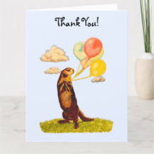 Pretty Otter Holding Colourful Balloons  Thank You