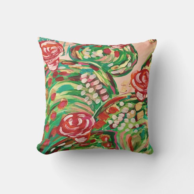 Pretty outdoor pillows/ outdoor decor/ cactus outdoor cushion (Front)